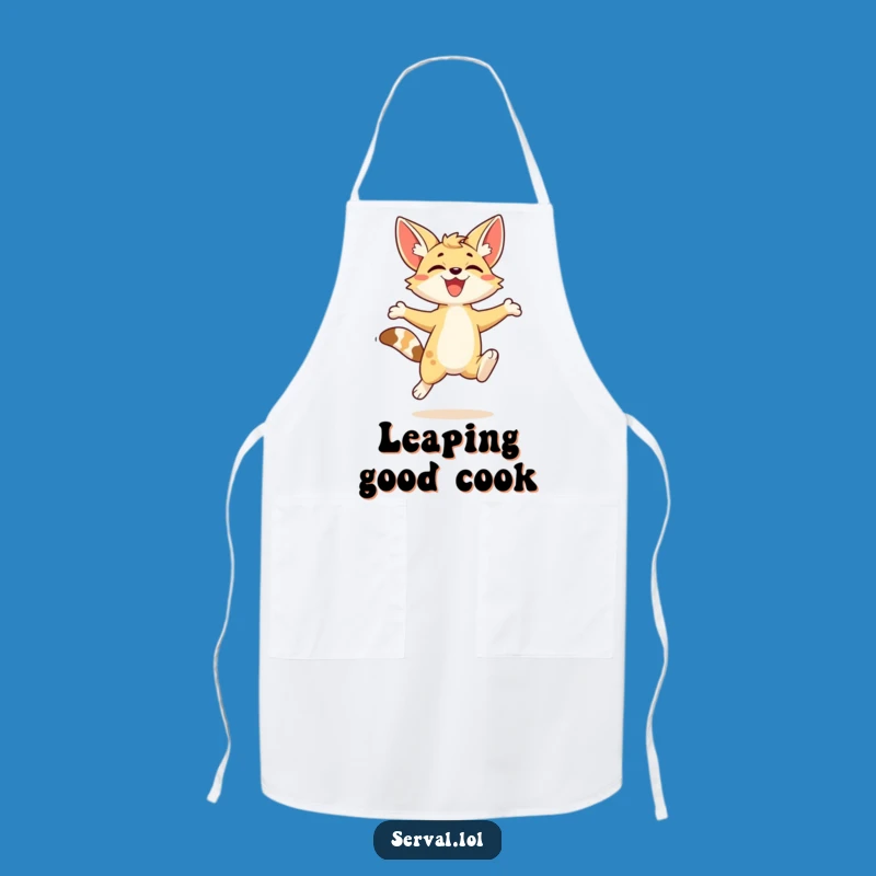 Funny Serval Apron: Kawaii Leaping Chef, Perfect Humorous Kitchen Gift