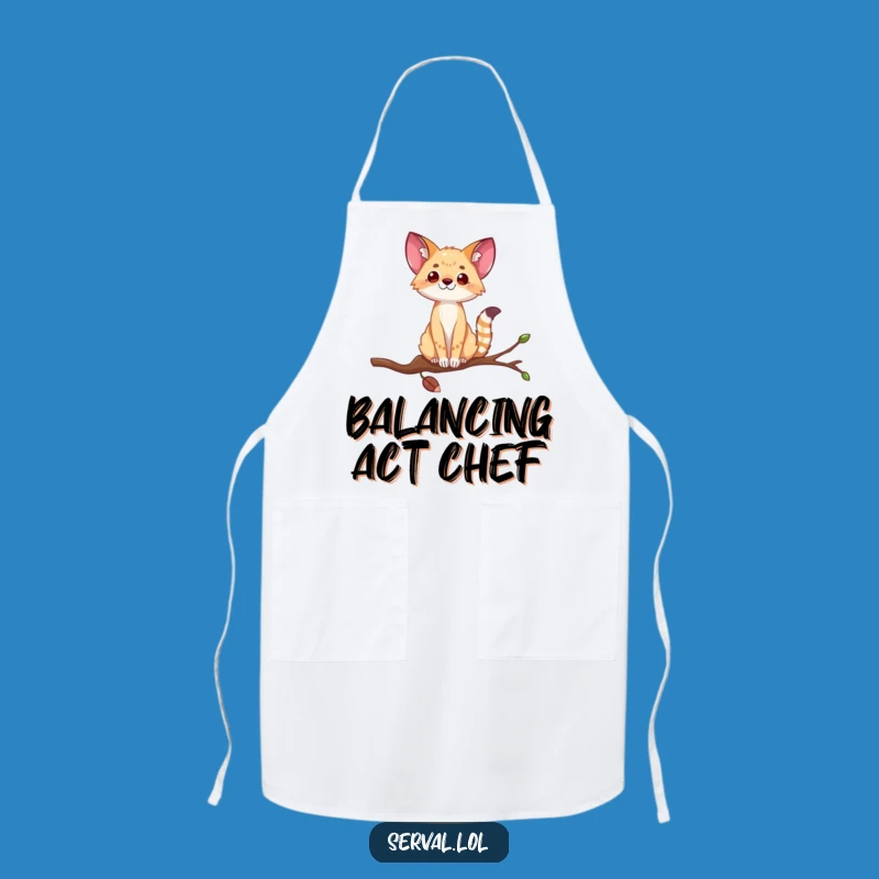 Funny Serval Balance Apron: Hilarious Kitchen Gift for Chefs