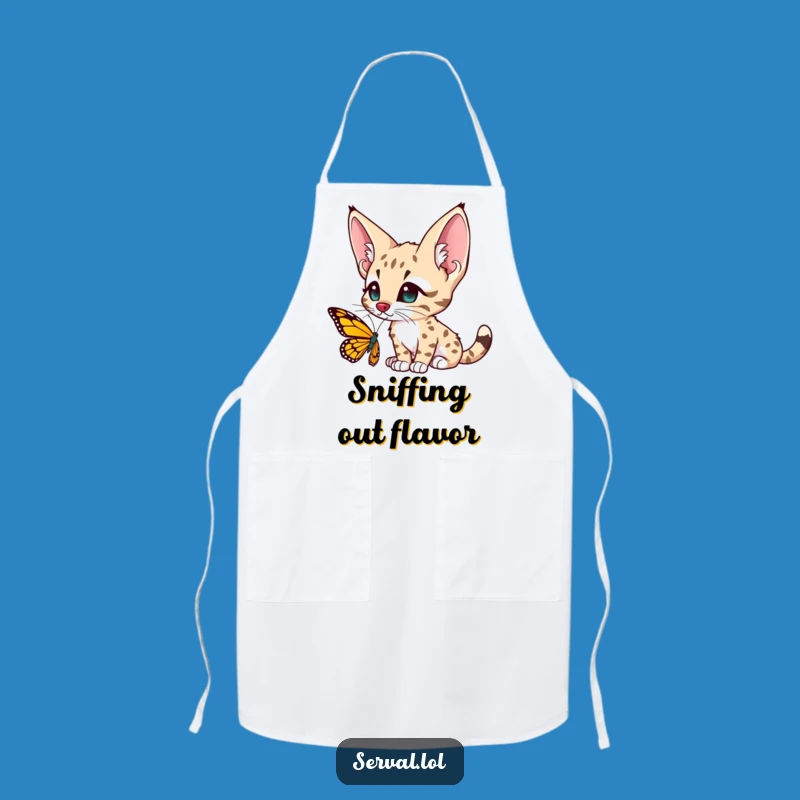 Funny Serval Butterfly Curiosity Apron - Cook with Gentle Fascination
