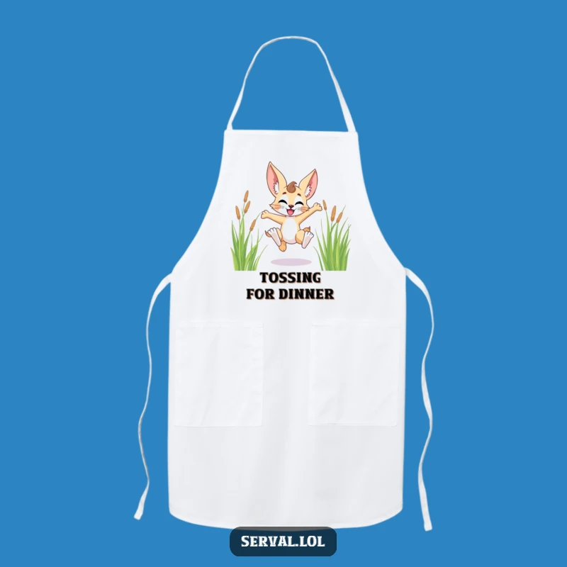Funny Serval Leaping Grass Apron - Cook with Joyful Energy