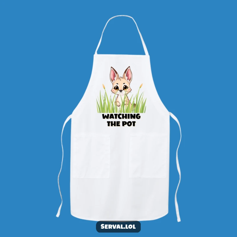 Funny Serval Peek Apron: Cook with Mysterious, Wild Style