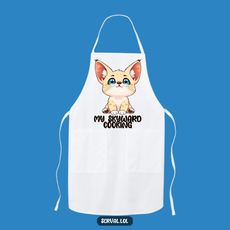 Funny Serval Sky Gazer Apron: Cook with Wonder and Feline Charm!