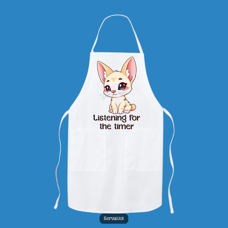 Funny Serval Ears Apron: Cook with a Curious Cat, Kitchen Funny Gift