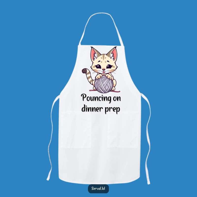 Funny Serval Pounce Apron: Cook with a Playful Cat, Kitchen Funny Gift