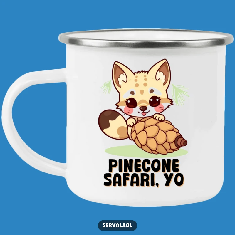 Durable Funny Serval Pouncing Camping Mug: Adventure Fuel with a Side of Laughs