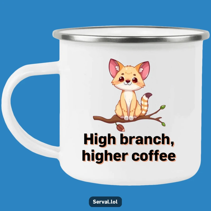 Funny Serval Balance Camping Mug: Outdoor Laughs for Adventurers