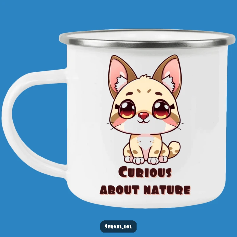 Funny Serval Camping Mug: Curious Eyes, Perfect Humorous Outdoor Gift