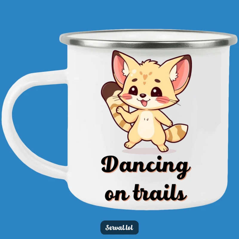 Funny Serval Camping Mug: Nimble Dance, Perfect Humorous Outdoor Gift