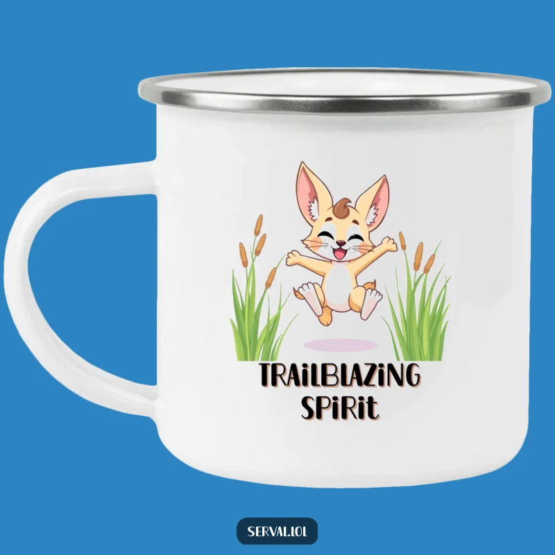 Funny Serval Leaping Grass Camping Mug - Adventure Fuelled by Freedom