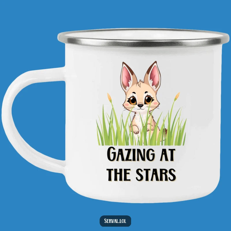 Funny Serval Peek Camping Mug: Adventure Fuelled by Curious Humor