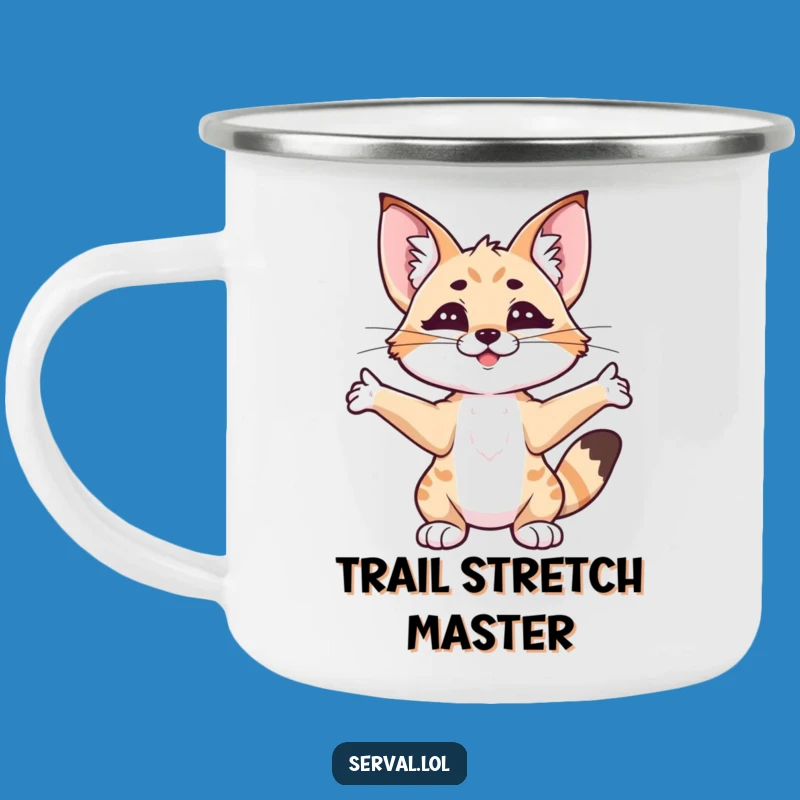 Funny Serval Stretching Camping Mug: Enjoy Outdoors with This Hilarious Funny Gift