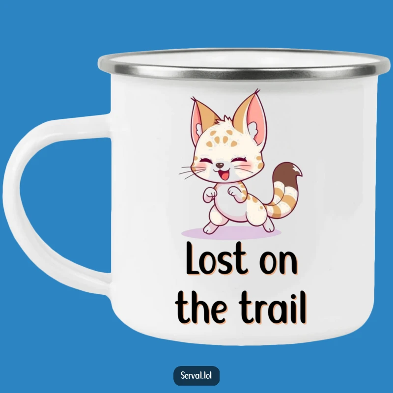 Funny Serval Tail Chase Camping Mug: Adventure Fuelled by Fun