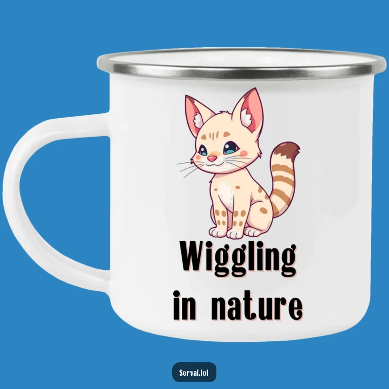 Funny Serval Tail Wiggle Camping Mug - Hilarious Outdoor Cat Gift!