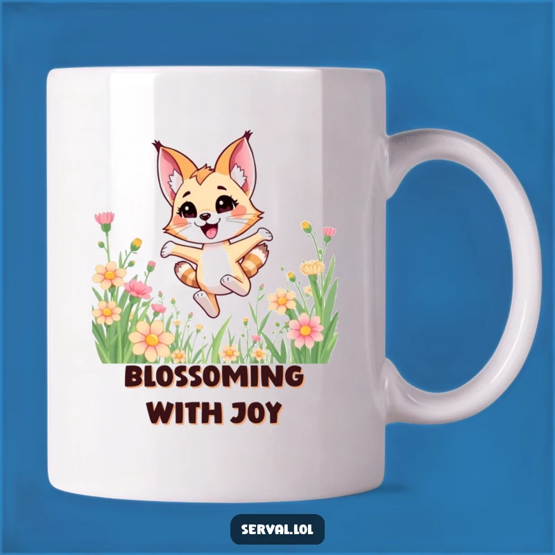 Funny Kawaii Serval Flower Bound Mug - Joyful Animal Lover Gift