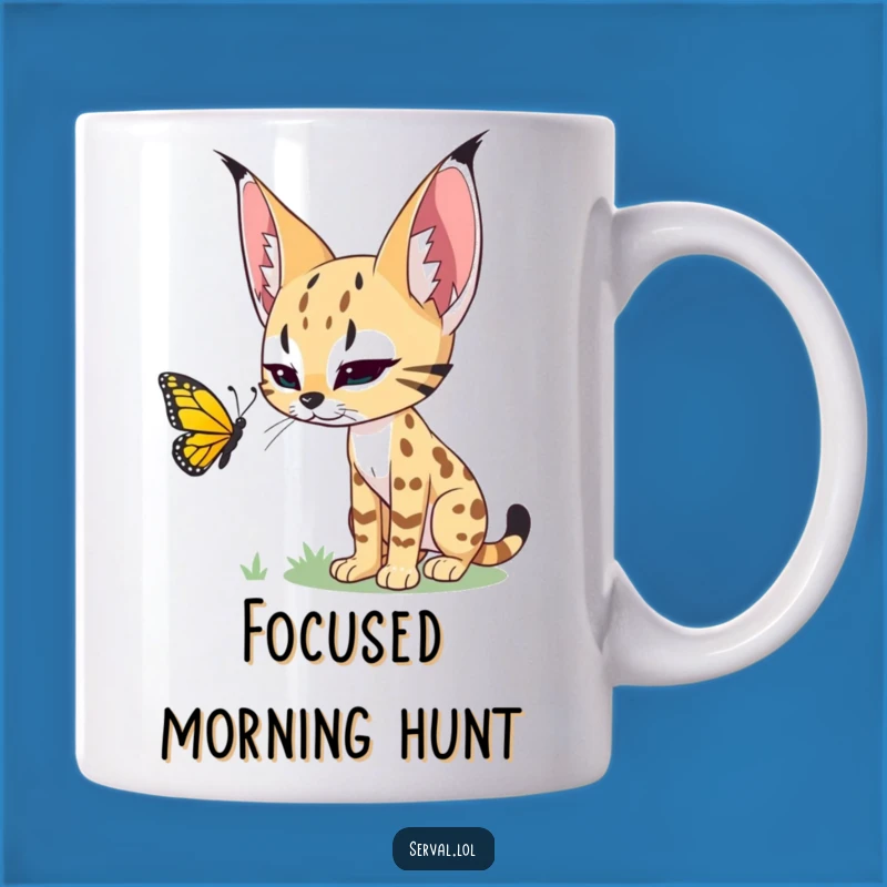 Funny Serval Butterfly Stalker Mug - Hilarious Cat Lover Gift!