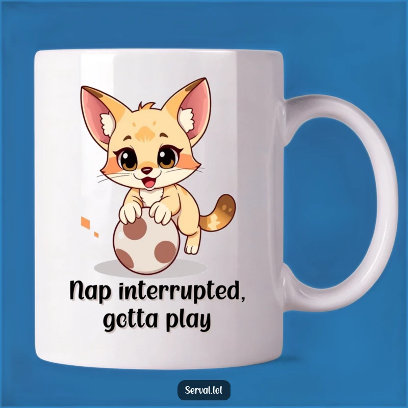 Funny Serval Pounce Mug: Hilarious Action Shot for Cat Lovers' Gift