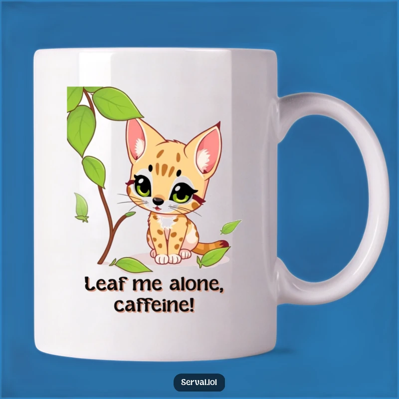 Funny Serval Stalking Leaf Mug: A Hilarious & Exciting Gift for Cat Lovers