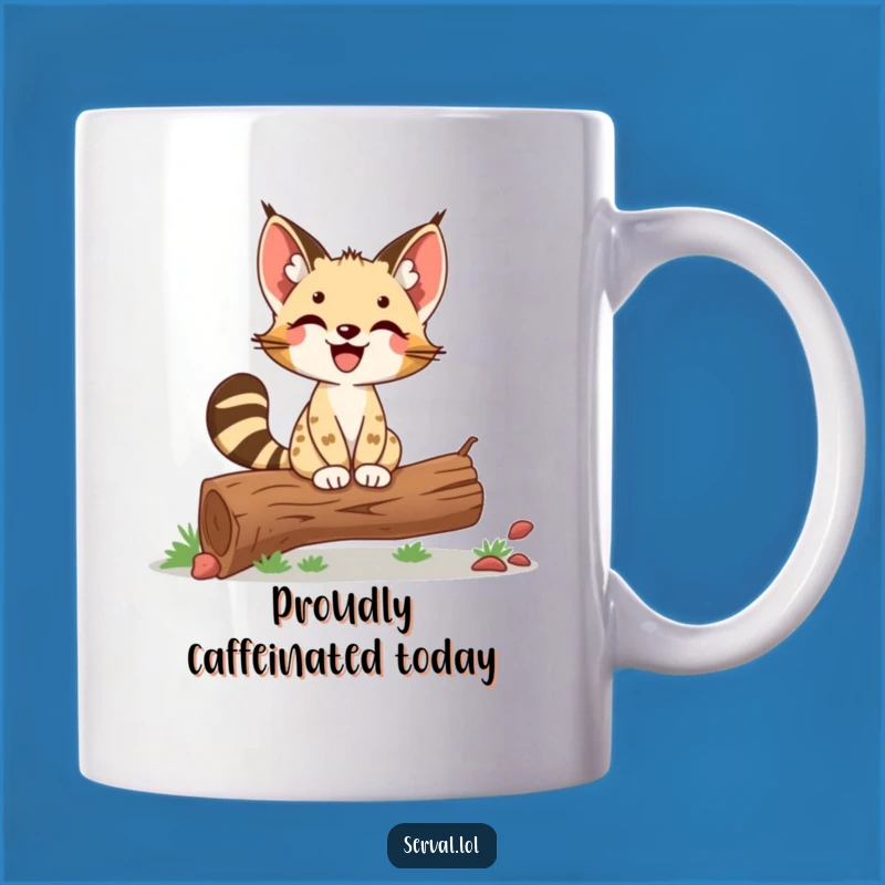 Funny Serval Balancing Mug: Proud Wild Cat Gift for Achievers