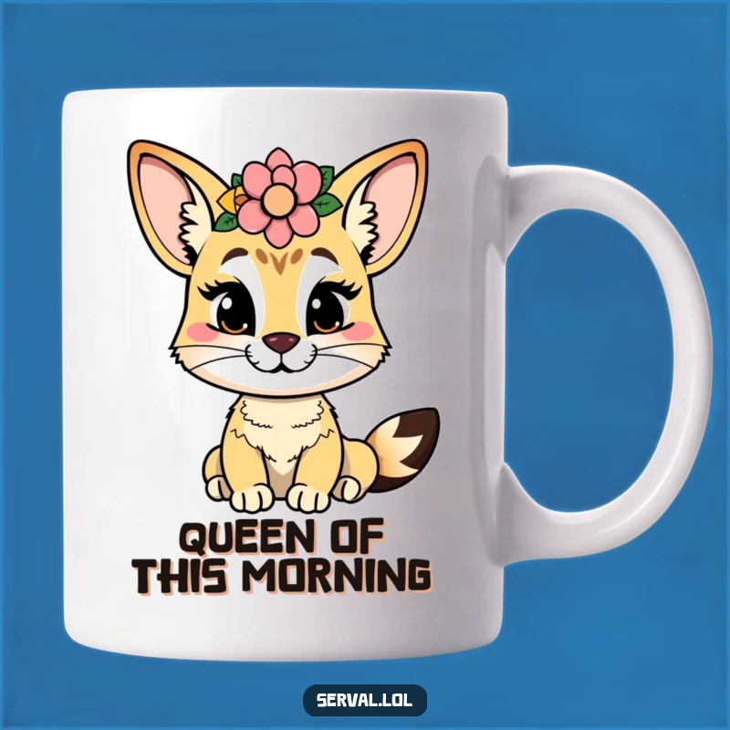 Funny Serval Flower Crown Mug: Cheeky Charm for a Playful Day