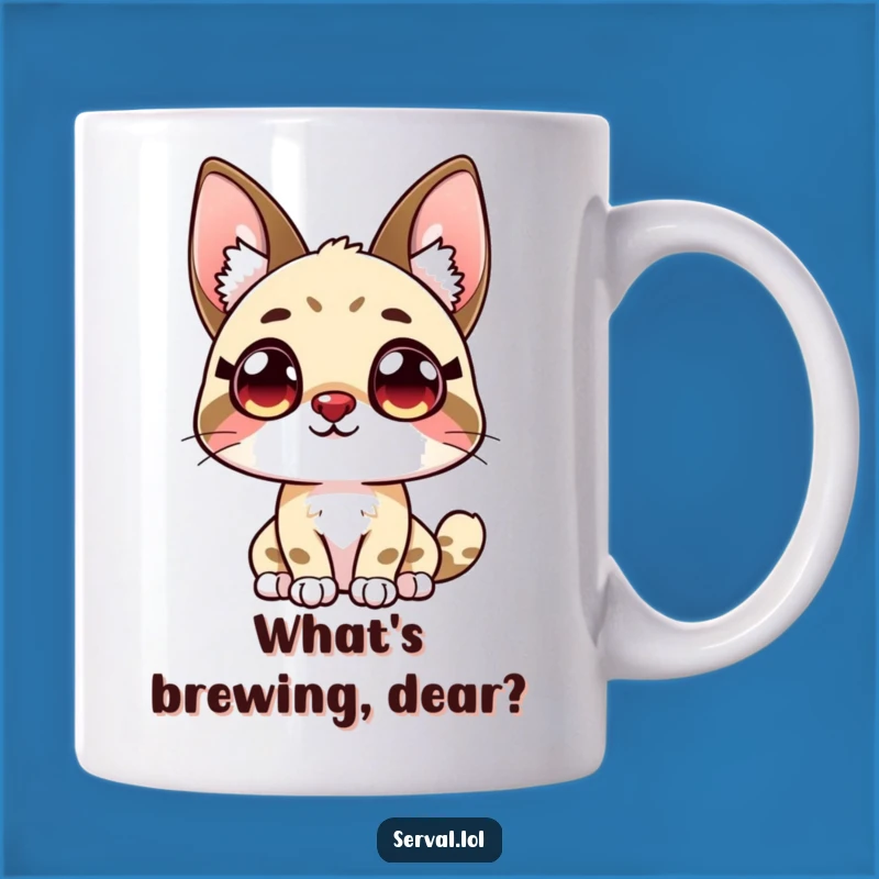 Funny Kawaii Serval Mug: Curious Eyes, Perfect Adorable Gift for Cat Lovers