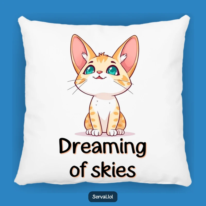 Funny Serval Sky Pillow: Hopeful Character Cushion for Dreamy Comfort Gift