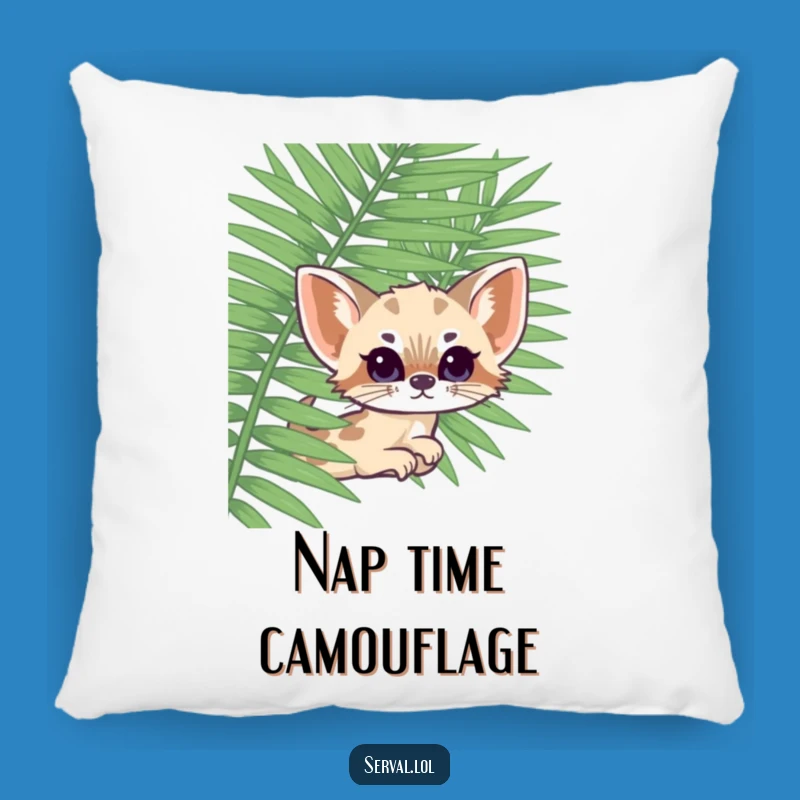 Funny Kawaii Serval Fern Peek Pillow: Cozy Comfort Meets Hilarious Design