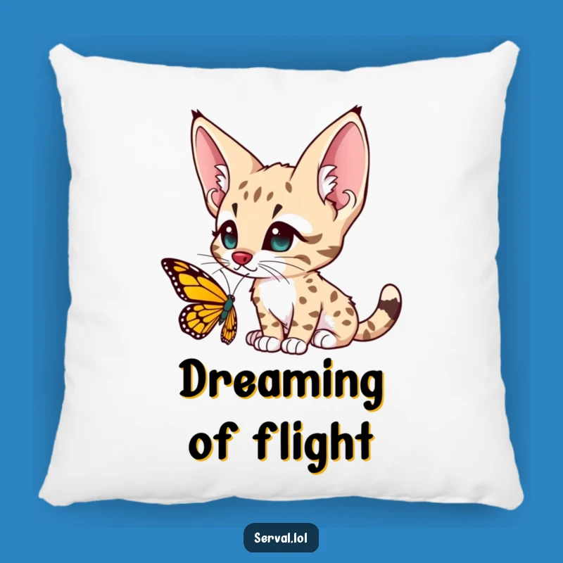 Funny Serval Butterfly Curiosity Pillow - Cozy Comfort, Gentle Wonder