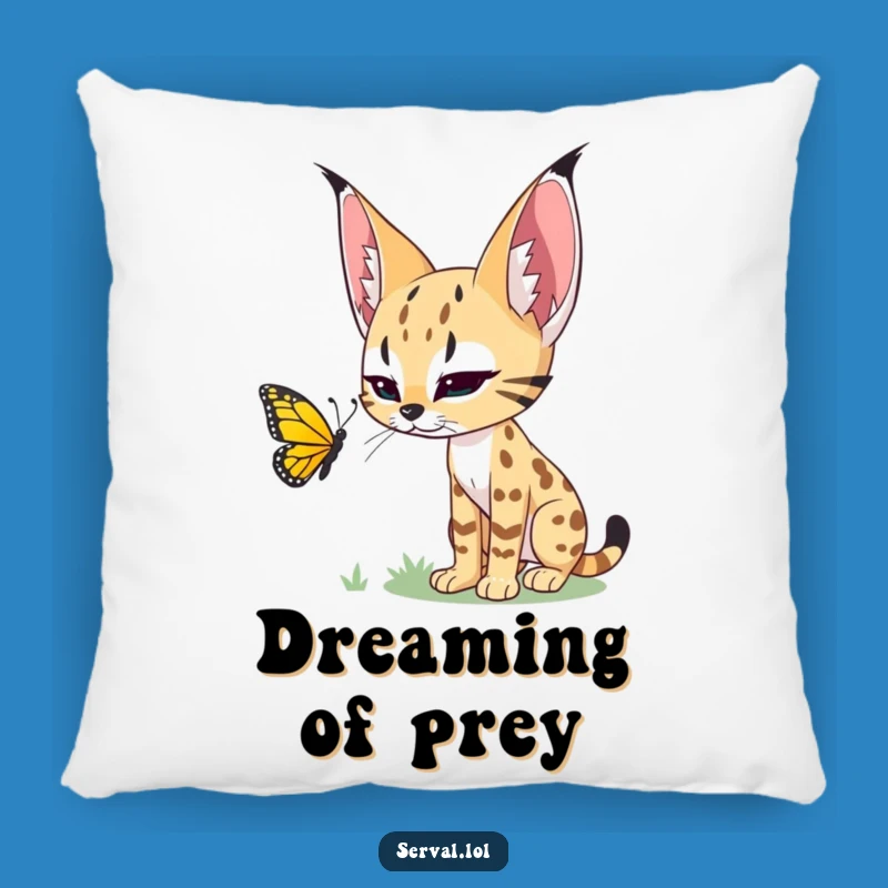 Funny Serval Butterfly Pillow - Cozy & Hilarious Cat Accent!