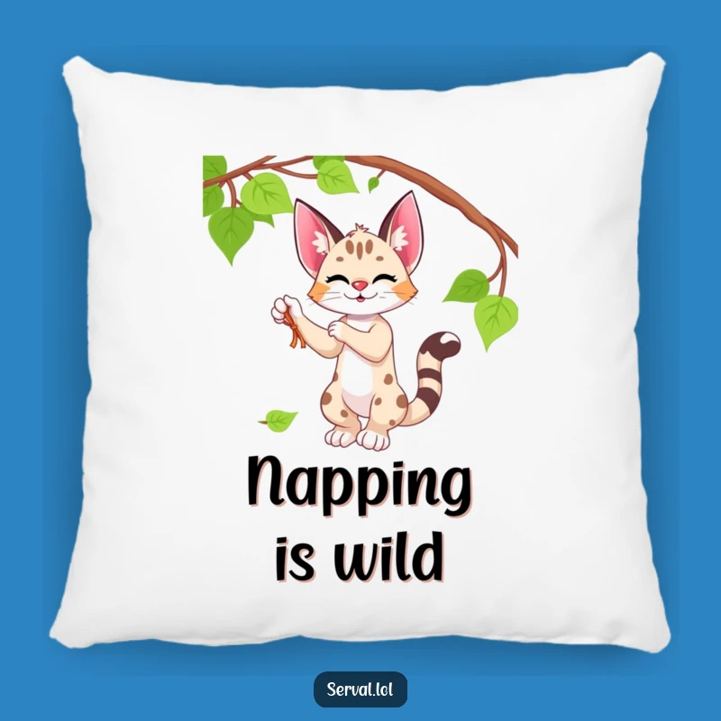 Funny Serval Pillow - Soft Playful Batting, Comfy Humorous Decor