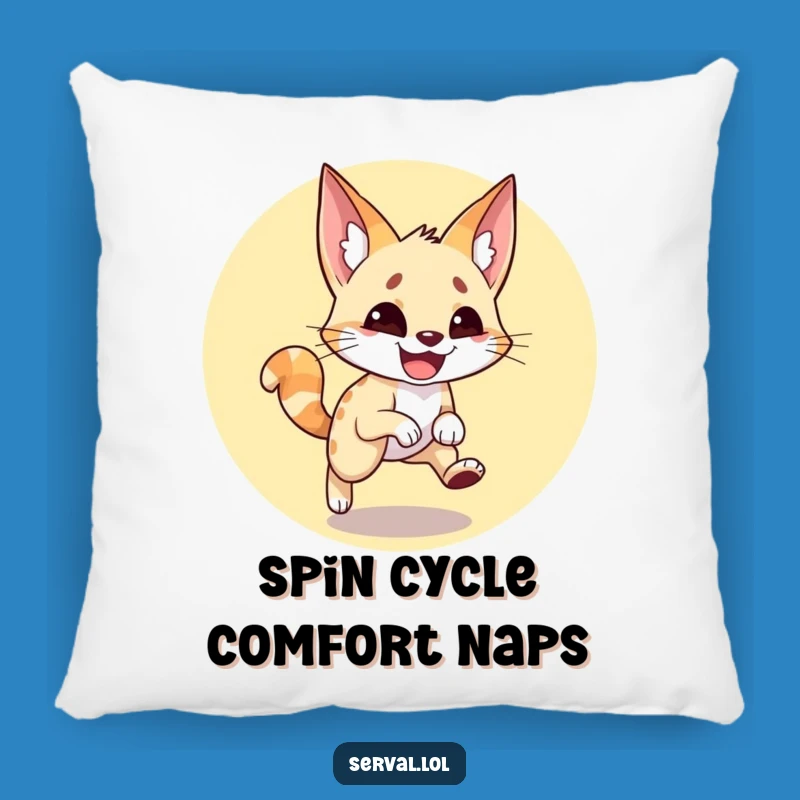 Funny Serval Tail Chase Pillow: Cozy Feline Whimsy, Perfect Funny Gift for Comfort