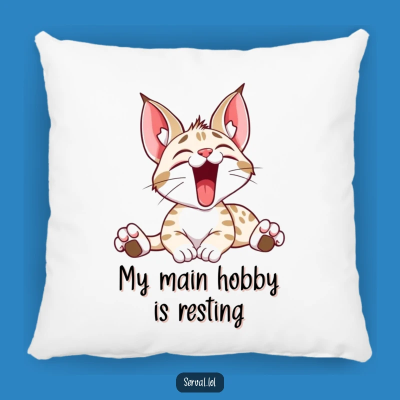 Comfy Funny Serval Stretching Yawn Pillow: Soft Wild Cat Cushion, Cozy Funny Gift