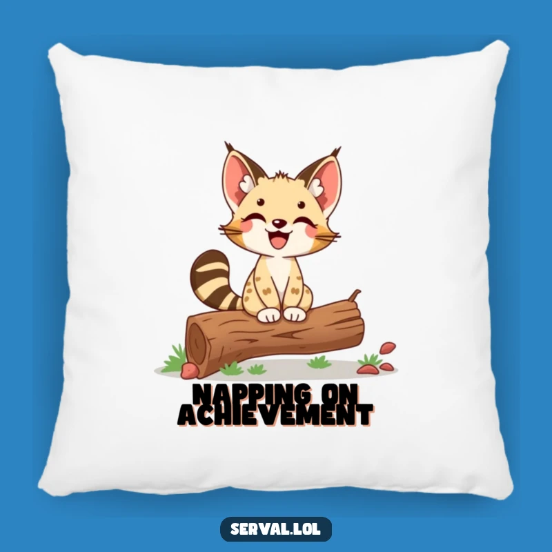 Funny Serval Balancing Pillow: Cozy Comfort with Triumphant Style