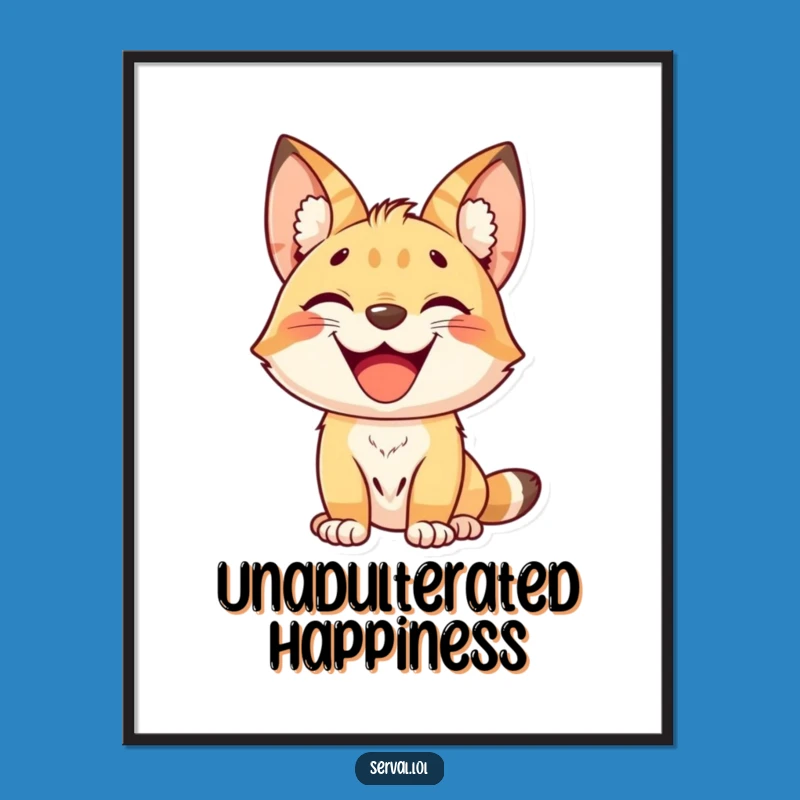 Funny Kawaii Serval Grin Digital Art - Instant Happy Decor