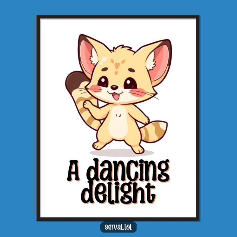 Funny Serval Digital Art: Nimble Dance Print, Perfect Joyful Decor Gift
