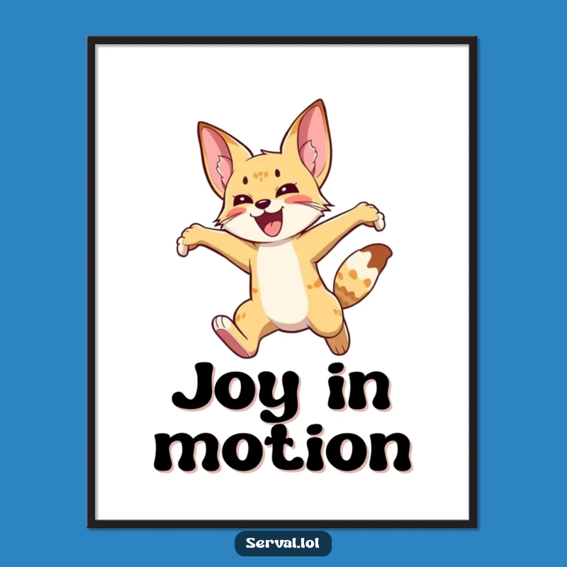 Funny Serval Joyful Leap Digital Art: Instant Joyful Decor