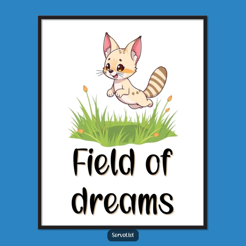 Funny Serval Leap Digital Art: Instant Joyful Feline Decor