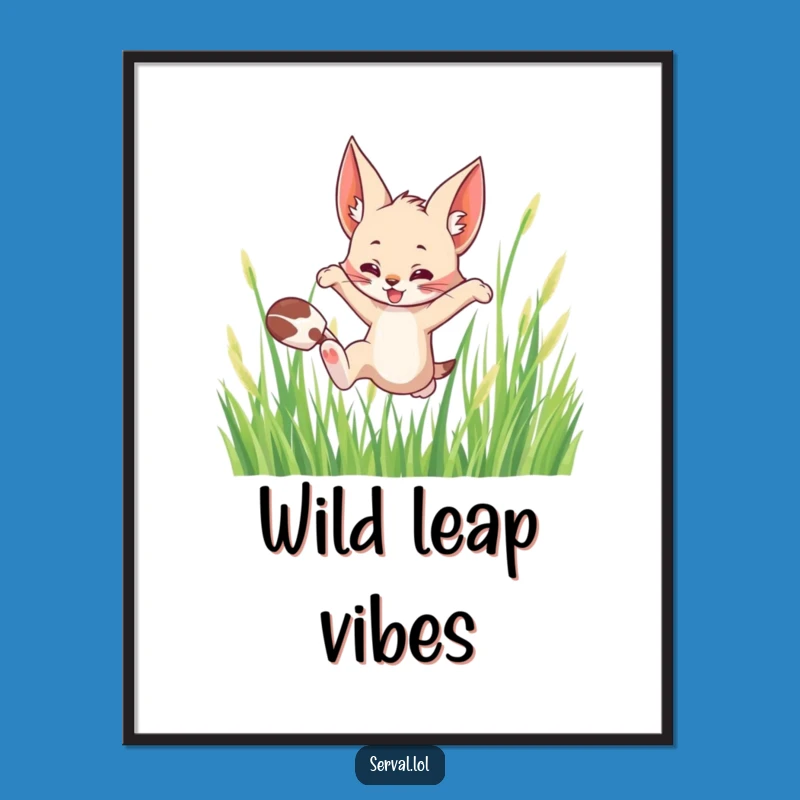 Funny Serval Leaping Digital Print: Instant Wild Energy for Your Walls