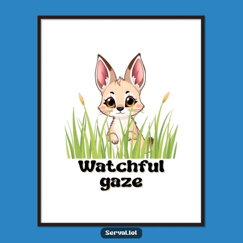 Funny Serval Peek Digital Art: Instant Mysterious Decor for Your Walls