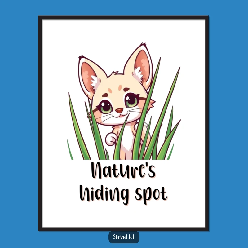 Funny Serval Peeking Digital Art: Instant Wild Charm for Your Space