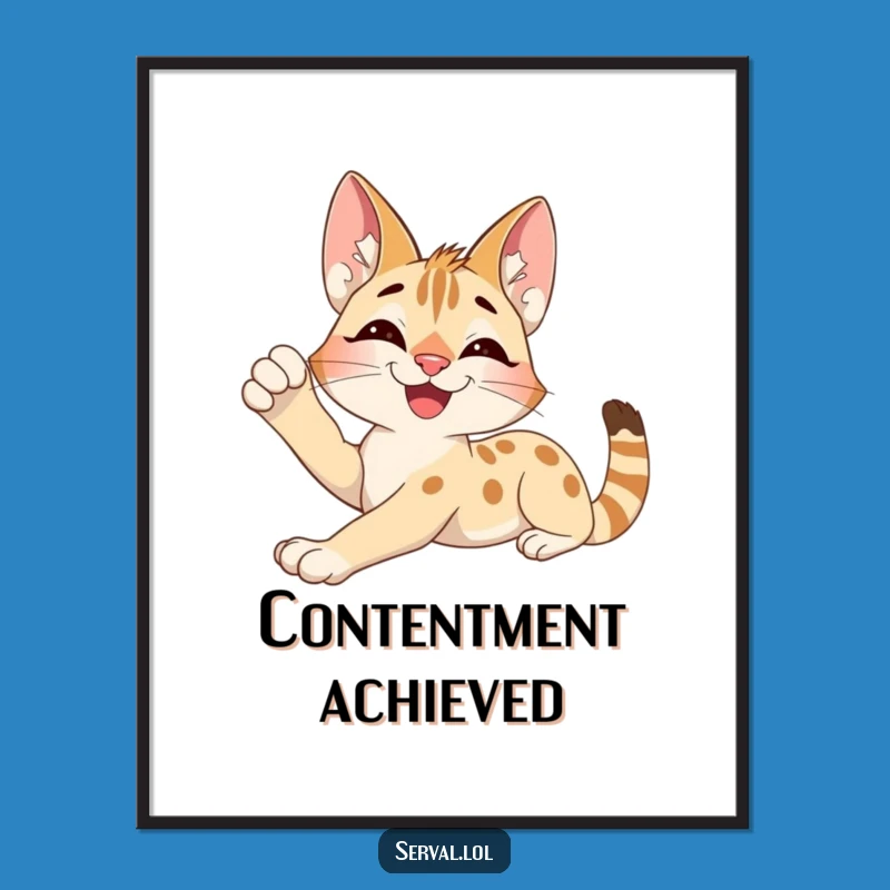 Funny Serval Stretch Digital Art: Instant Calm Wall Decor