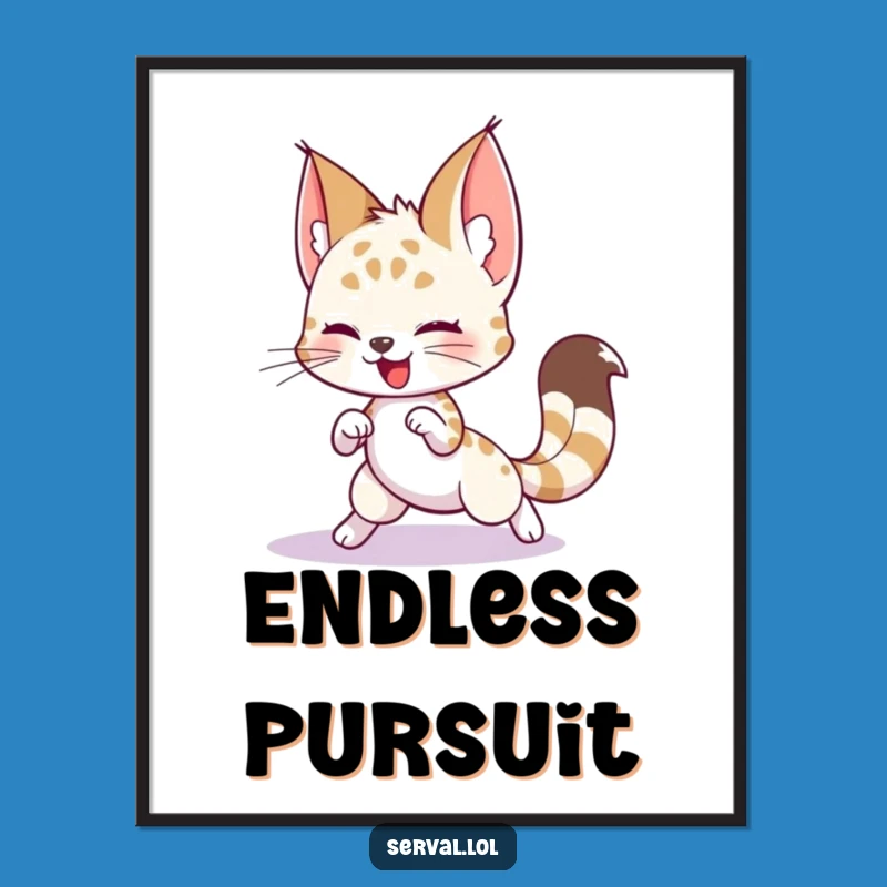 Funny Serval Tail Chase Digital Art: Instant Silly Decor