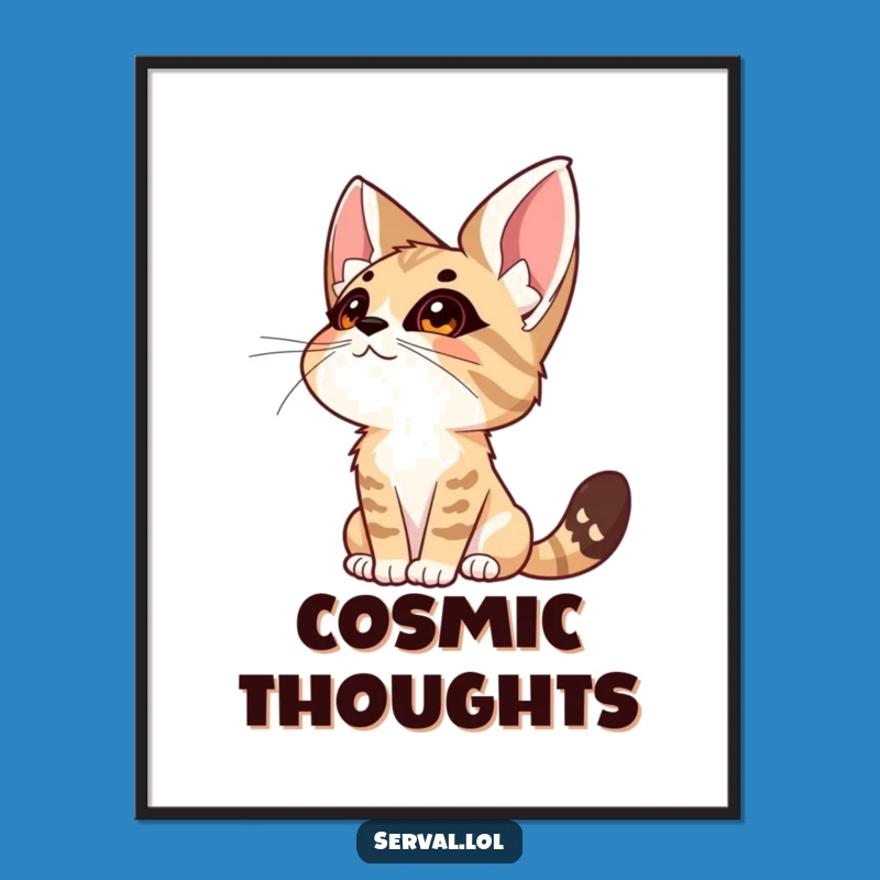 Funny Serval Wonder Digital Art: Dreamy Cat Download, Instant Funny Gift Decor