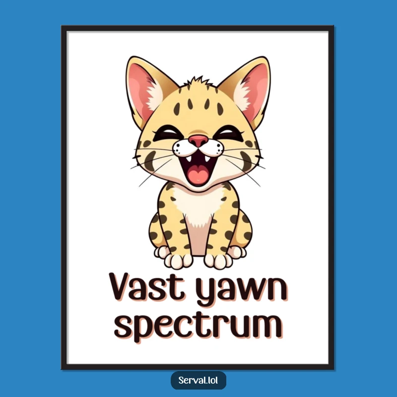 Funny Serval Yawn Digital Art: Tiny Teeth Cat Download, Instant Funny Gift Decor