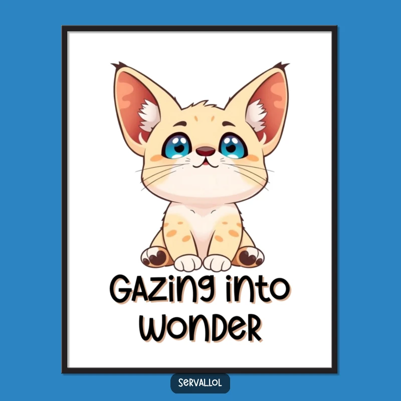 Funny Serval Sky Gazer Digital Art: Printable Wonder for Walls