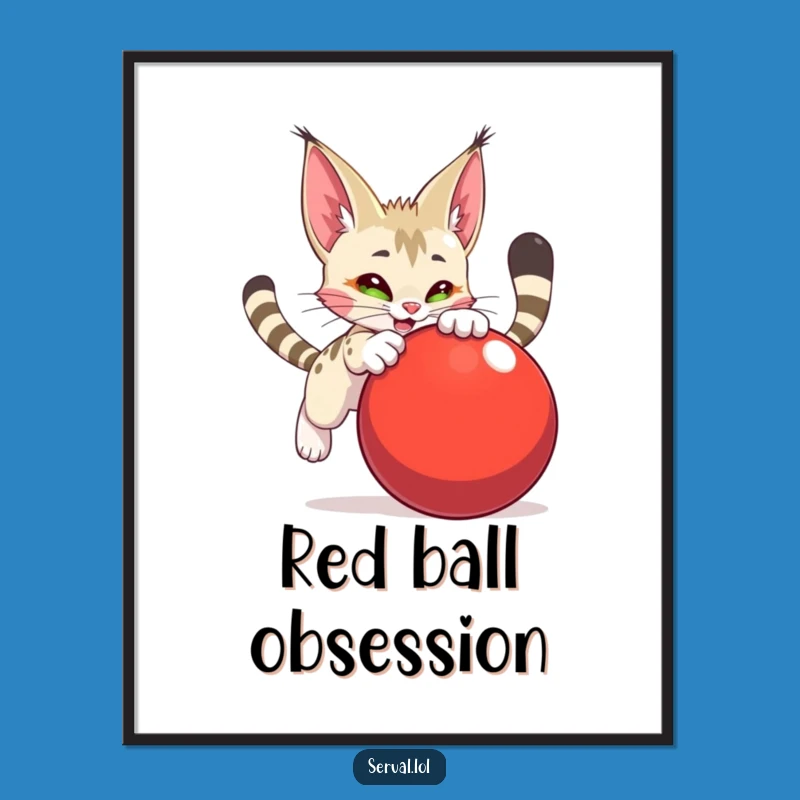 Funny Serval Pouncing Ball Digital Print - Instant Action for Your Walls