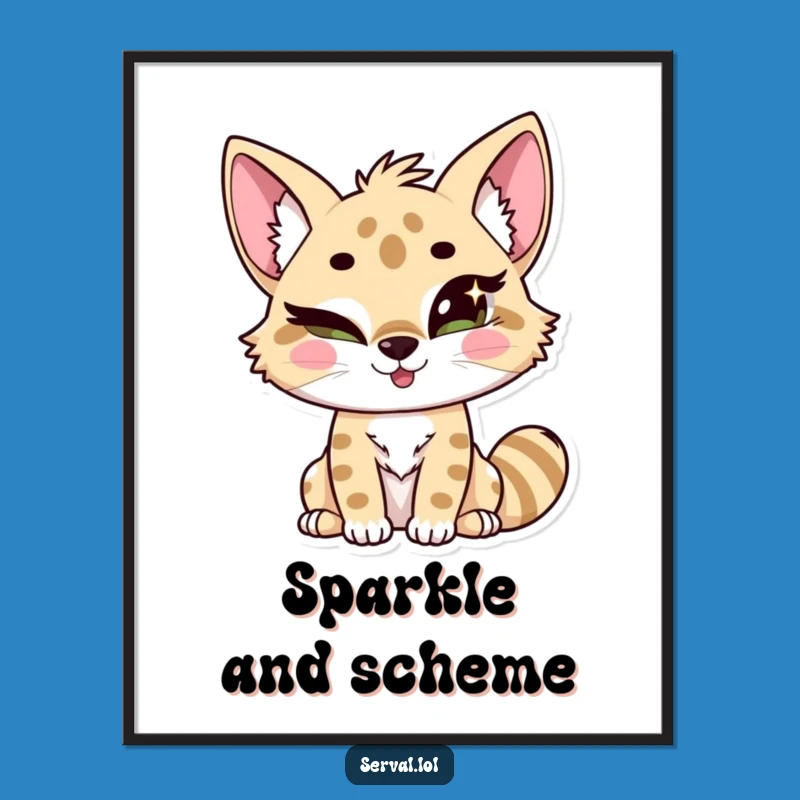 Funny Winking Serval Digital Art: Instant Mischief for Your Walls