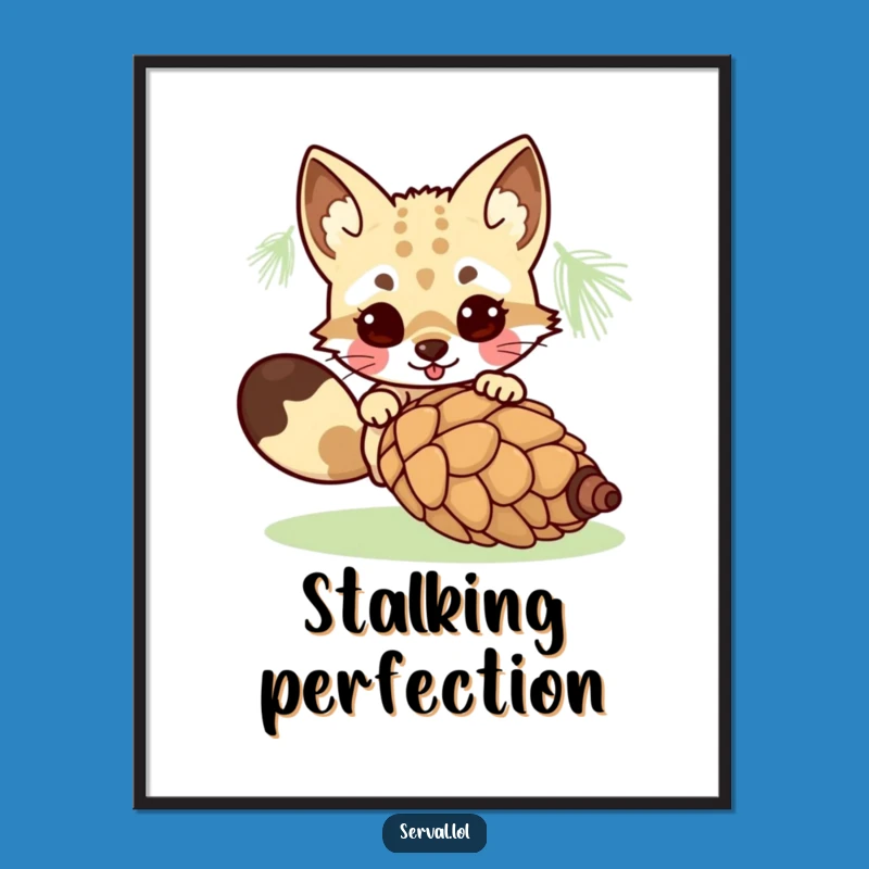 Funny Serval Pouncing Digital Art: Instant Hilarious Decor for Your Walls