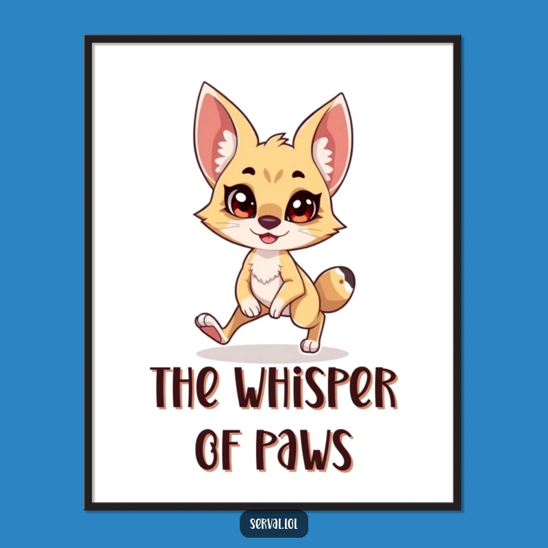 Funny Serval Tiptoe Digital Art: Comical Stealthy Cat Print, Instant Humorous Decor