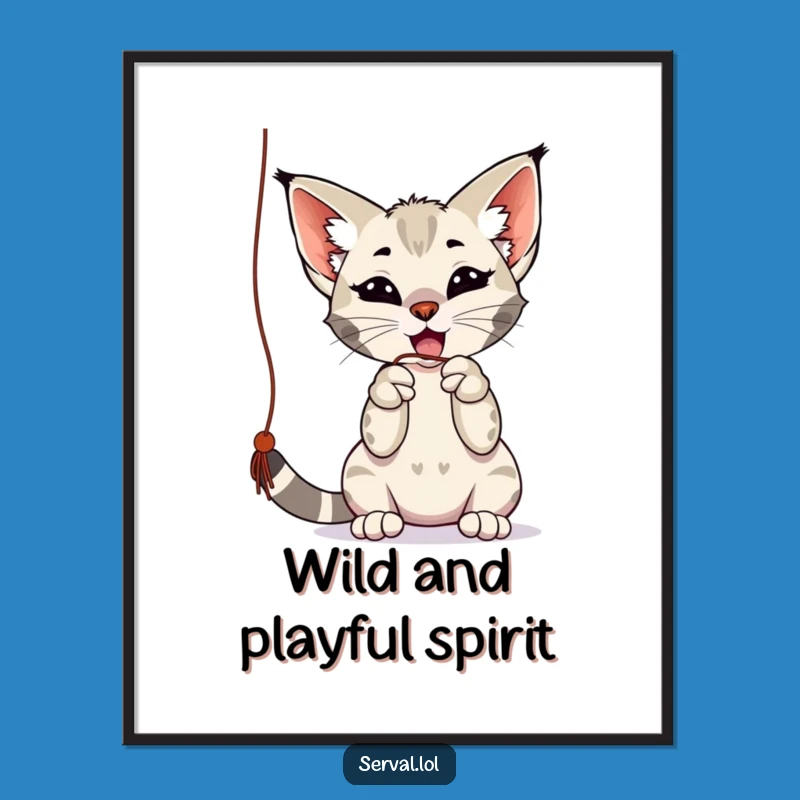Funny Serval Play Digital Art: High-Quality Wild Cat Art For Hilarious Home Decor