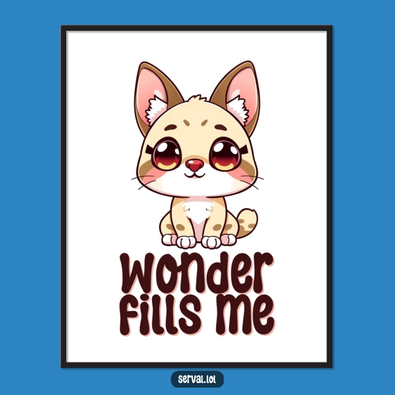 Funny Serval Digital Art: Curious Eyes Print, Perfect Adorable Decor Gift